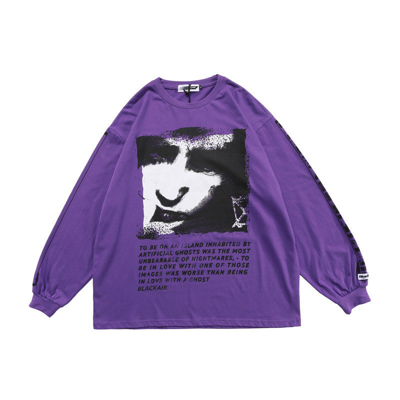 Head print long sleeve T-shirt