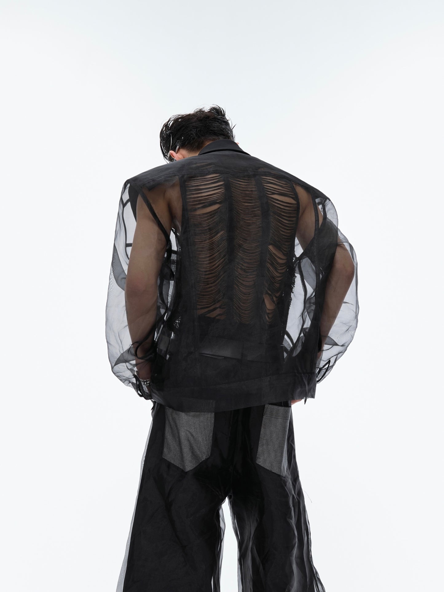 High Sense See-through Cardigan Top Men