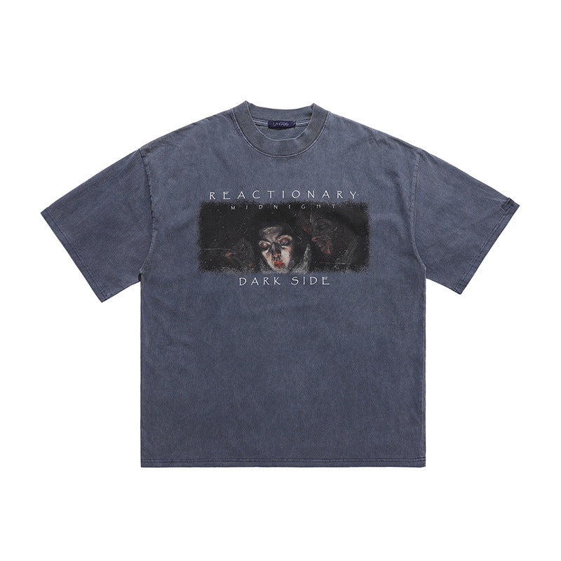 T-shirt à manches courtes neutre imprimé effet délavé rétro