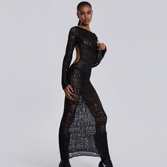 Robe longue élégante en laine