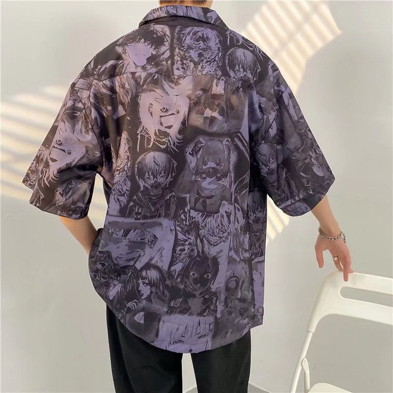 New Hawaiian Wind Printed Short-sleeved Flower Shirt