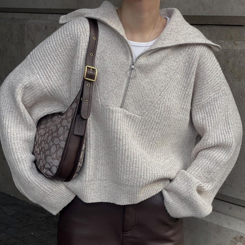 Fashionable Retro Loose V-neck Pullover Sweater