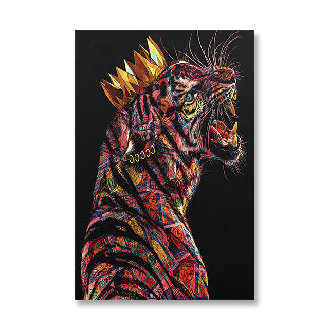 Graffiti Color Lion Canvas Painting Living Room