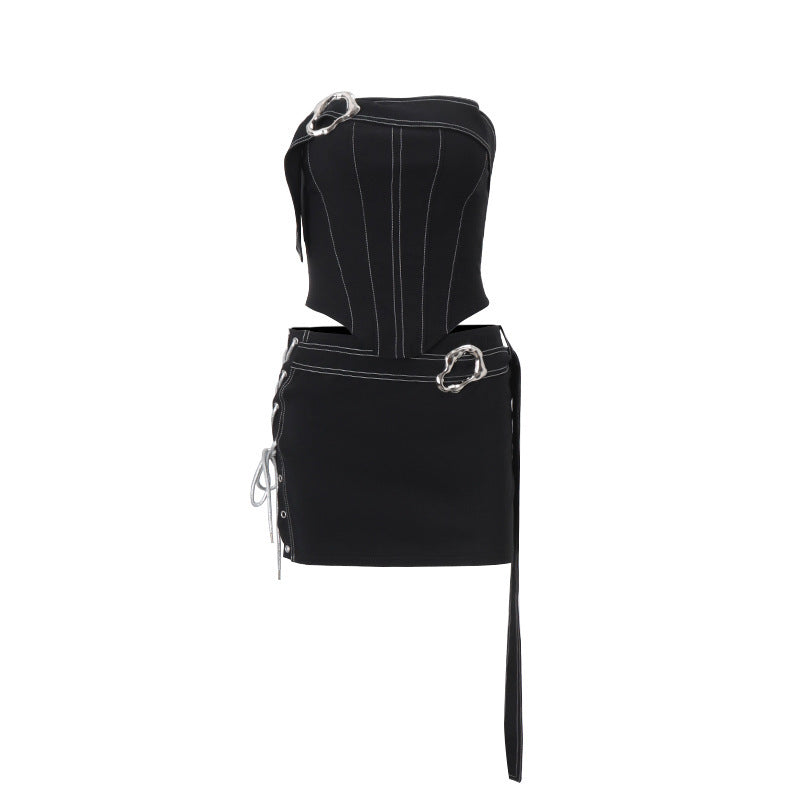 Gonna attillata da strada slim fit con top a tubino irregolarmente snellente