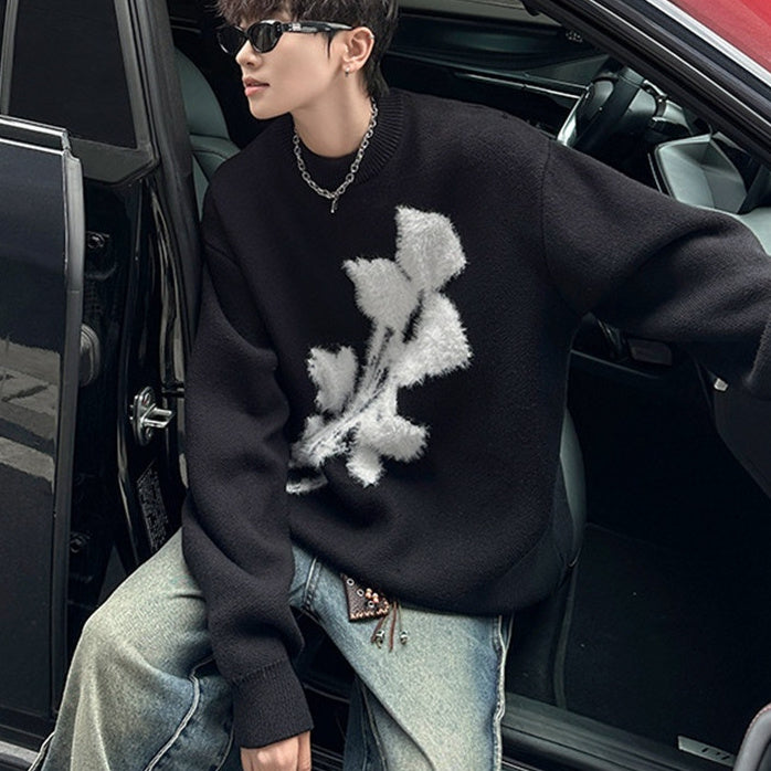 Autumn And Winter New American Retro Brocade Sweater Men's Loose Sweater
