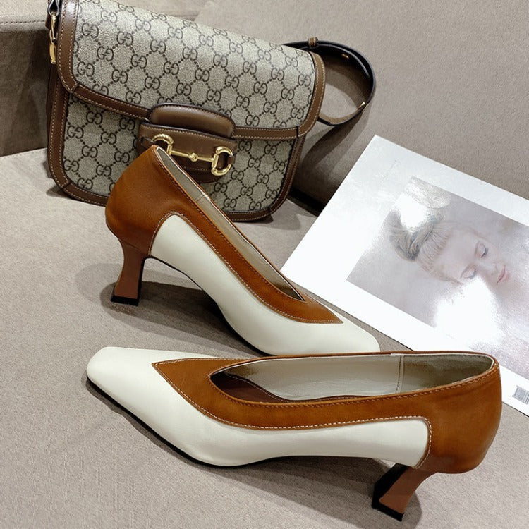 Chaussures à talons hauts avec pointe carrée pour femme