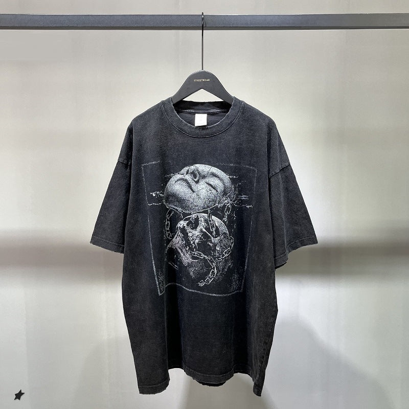 Dark High Street Skull Print Hip Hop T-shirt