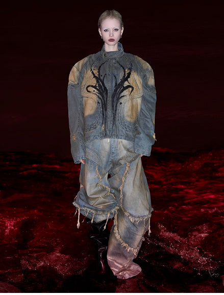 Jean Machete vieilli de style américain