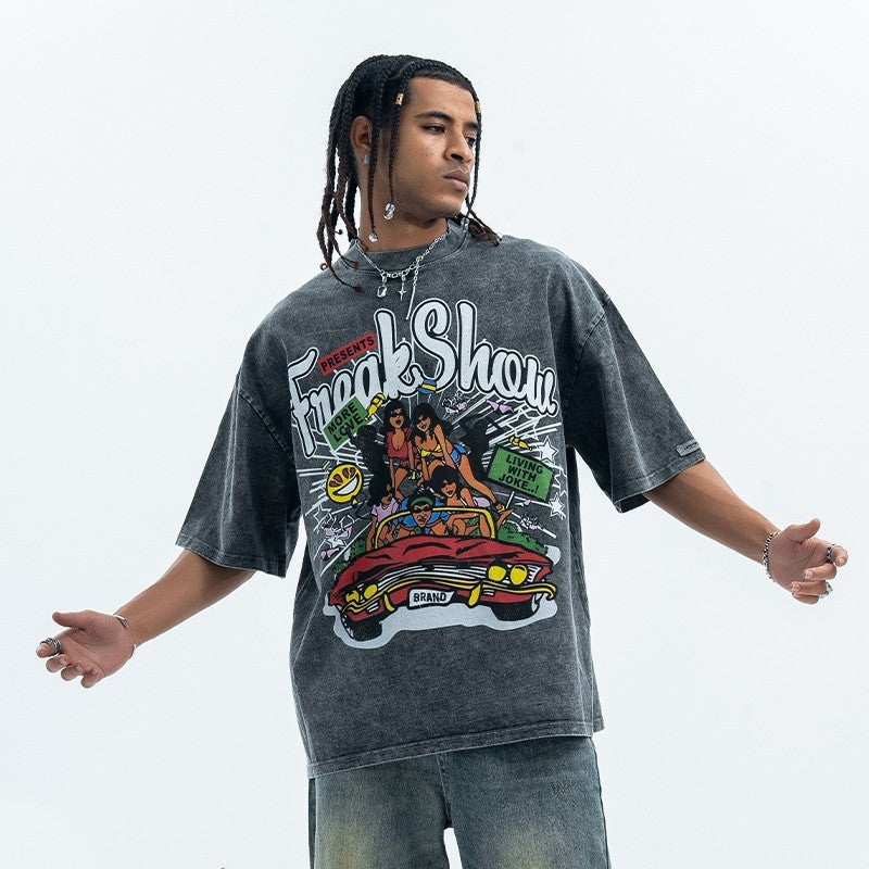 T-shirts imprimés en coton, manches courtes, coupe ample, pour hommes et femmes