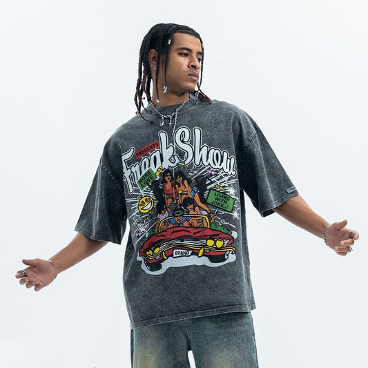 Printed Cotton Loose Men's And Women's Short Sleeves