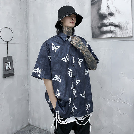 Chemise à manches courtes imprimée papillon