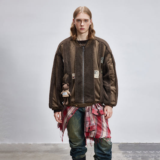 Veste matelassée en coton et manteau en laine d'agneau