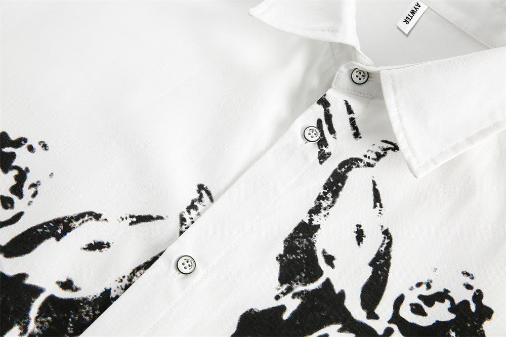 Chemise décontractée à imprimé noir et blanc pour homme