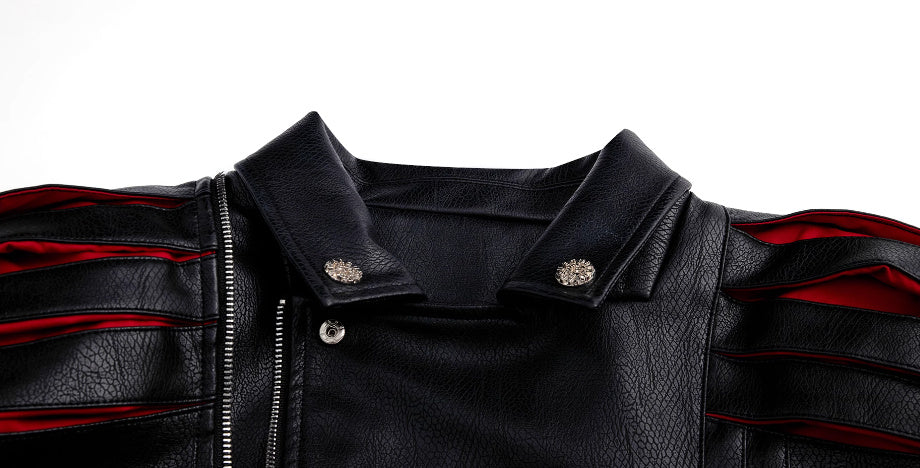 Niche Deconstruction Backbone Pleated Design Sense Short Leather Jacket