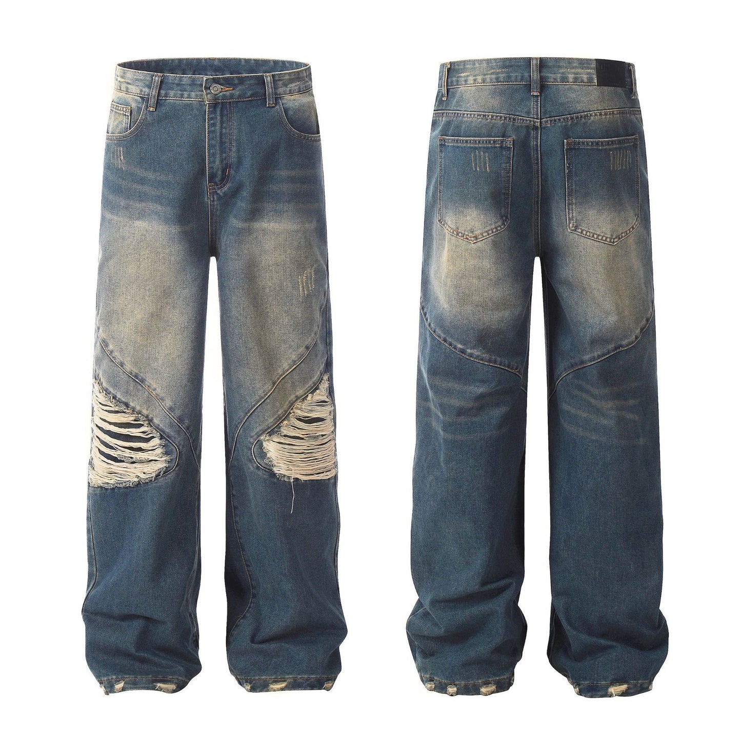 Jean déchiré délavé et déconstruit de la mode urbaine