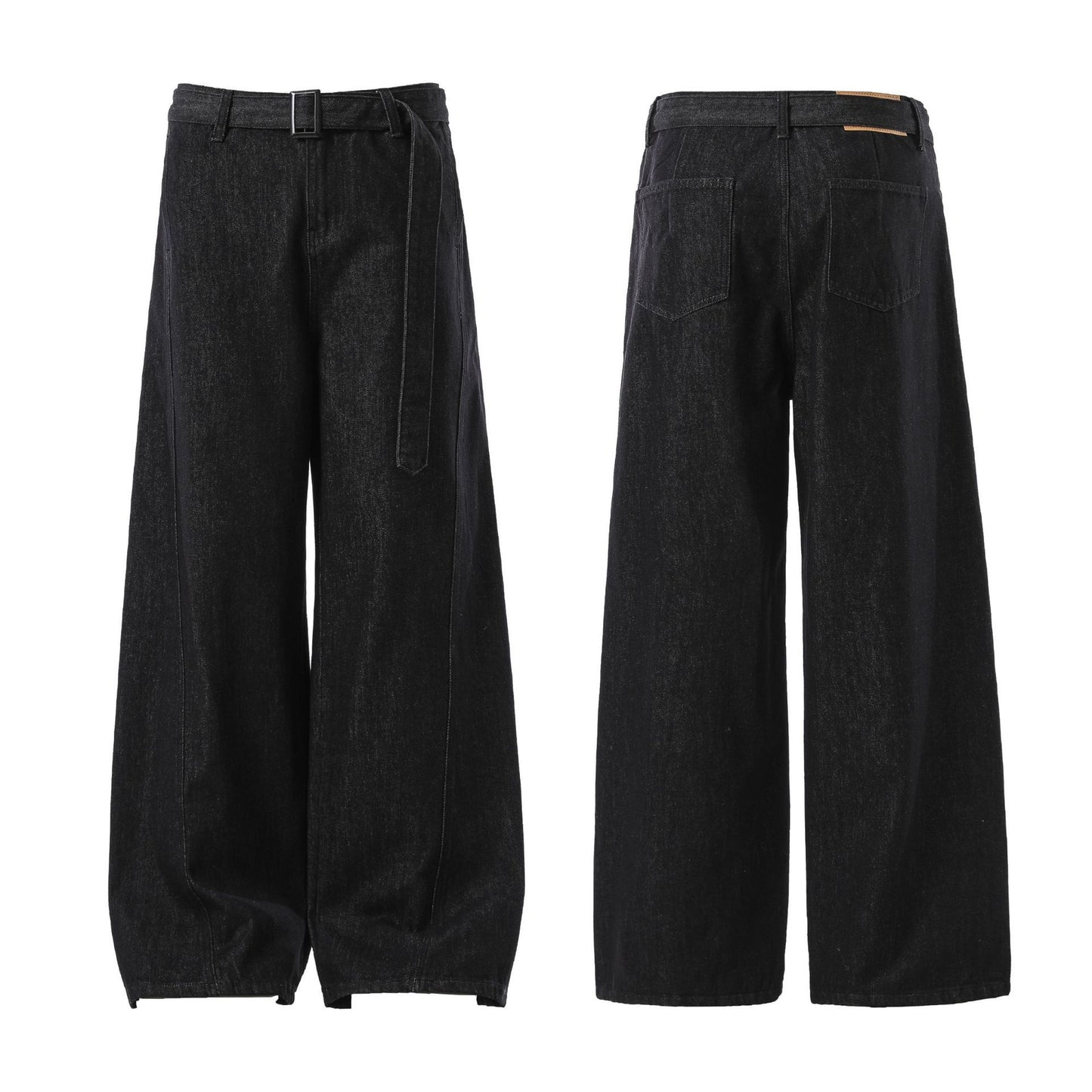 American Retro Black Gold High Waist Straight Jeans