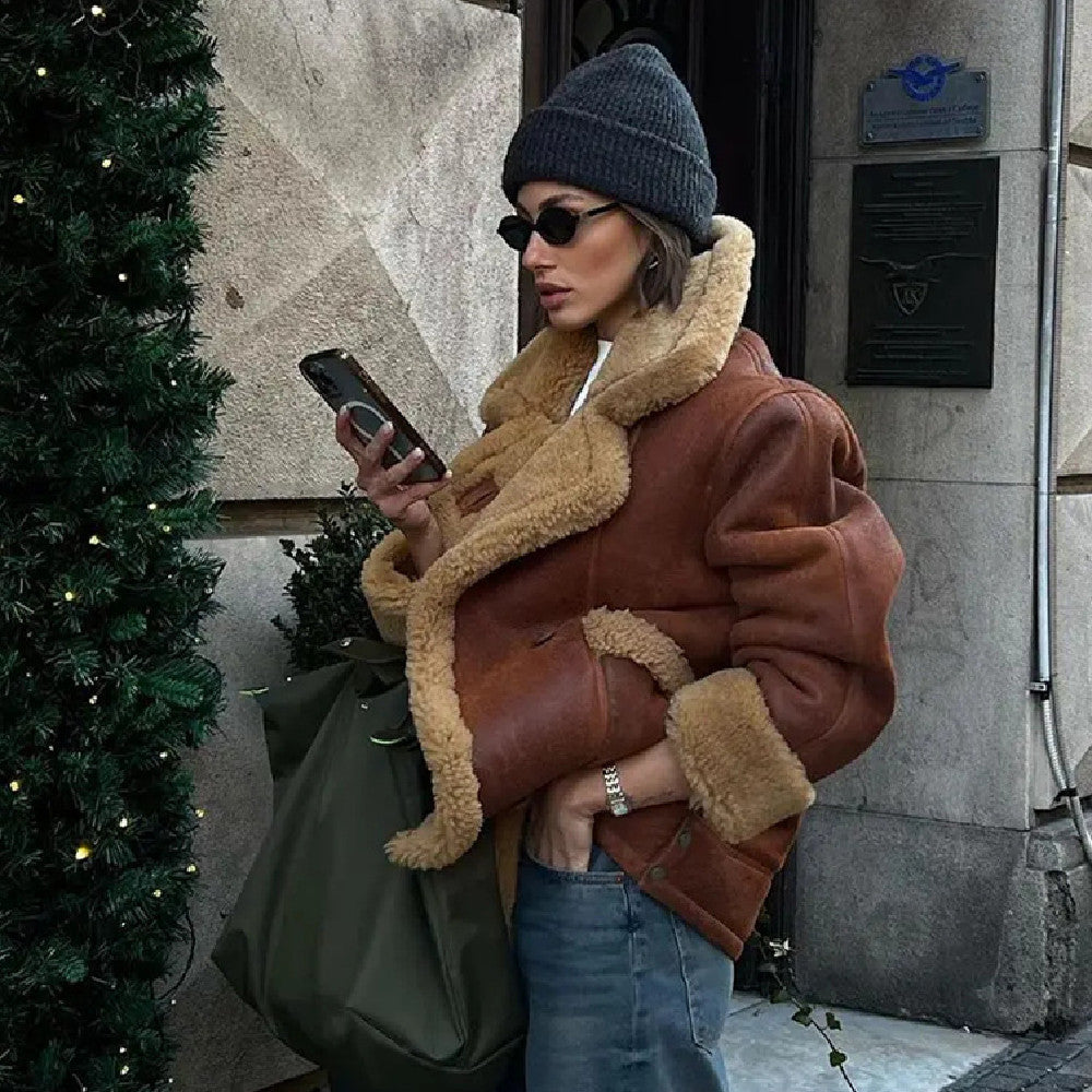 Thickened Autumn And Winter Lamb Wool Warm Coat