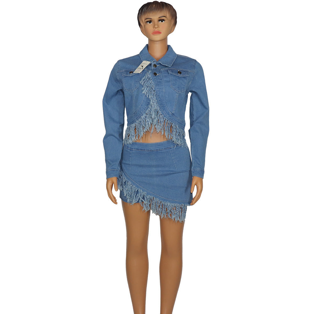 Denim Skirt Suit Fashion Stretch Cotton