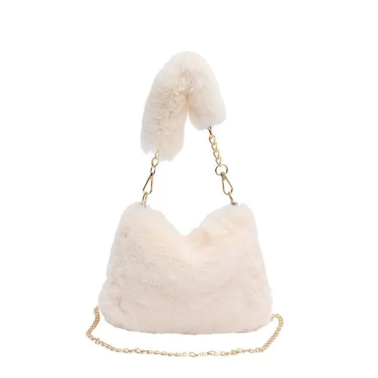 Borsa a tracolla quadrata in peluche