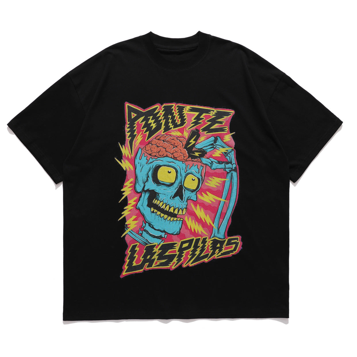 Men's Cartoon Skull Print Short Sleeve Half Sleeve Top