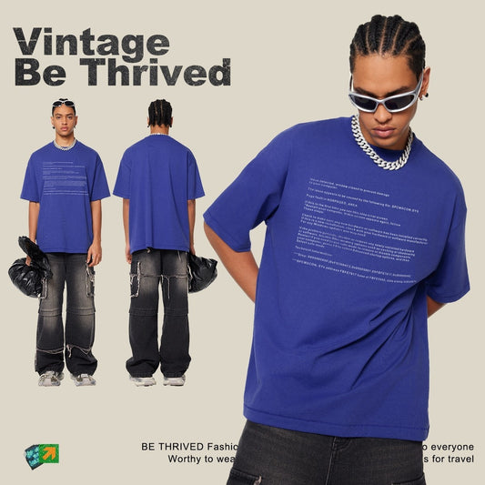 T-shirt à manches courtes imprimé en sérigraphie bleue humoristique