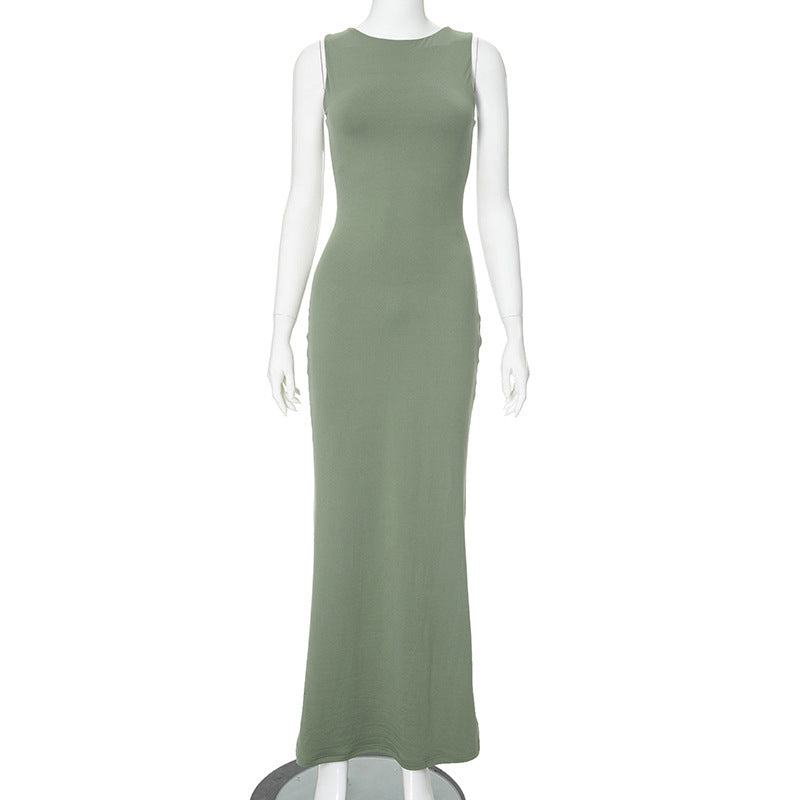 Elegant Lace-up Cutout Slim Fit Dress