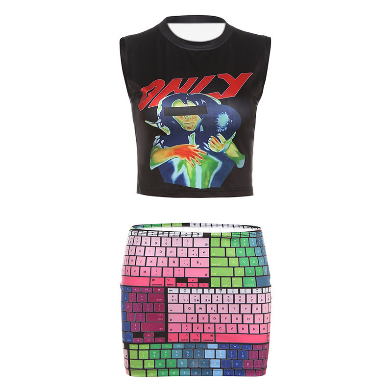 Women's Street Letters 3D Printing Suit