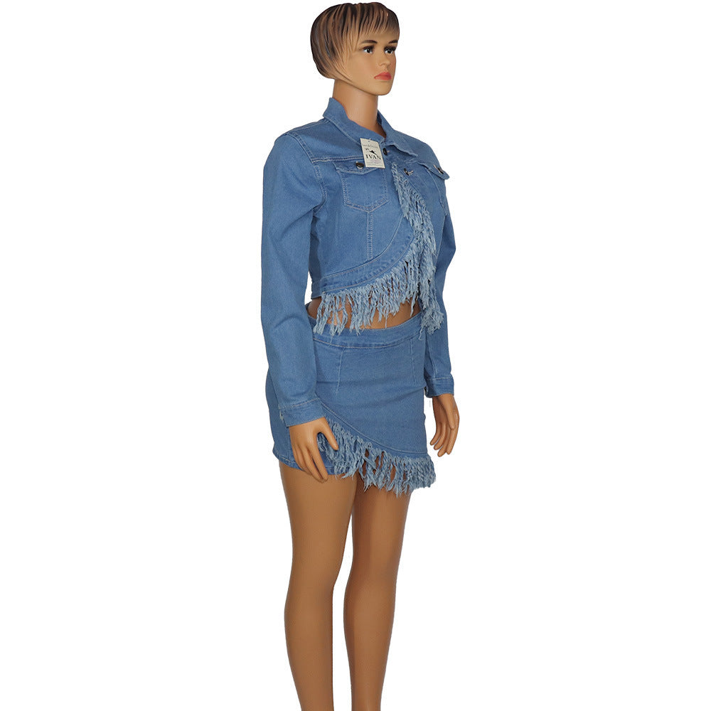 Denim Skirt Suit Fashion Stretch Cotton