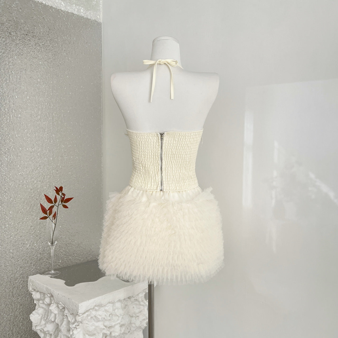 Lace Heavy Embellished Mesh Beaded Sequin Top & Skirt Set Women's Two-Piece