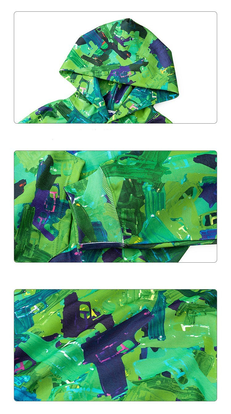 Maglione con cappuccio largo imbottito in velluto