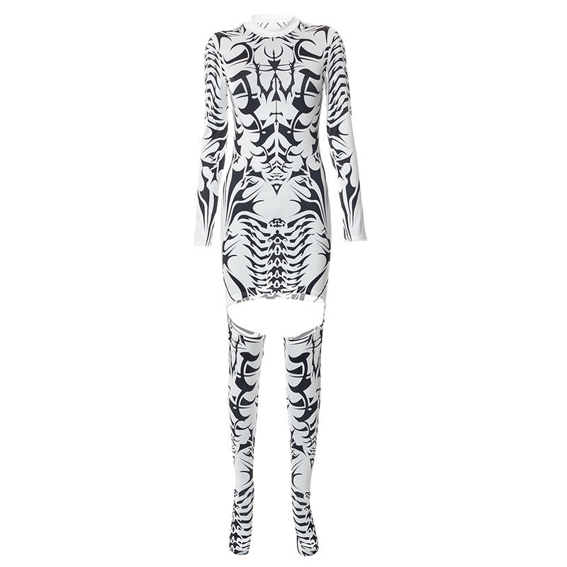 Pullover Printed Long Sleeve Dress