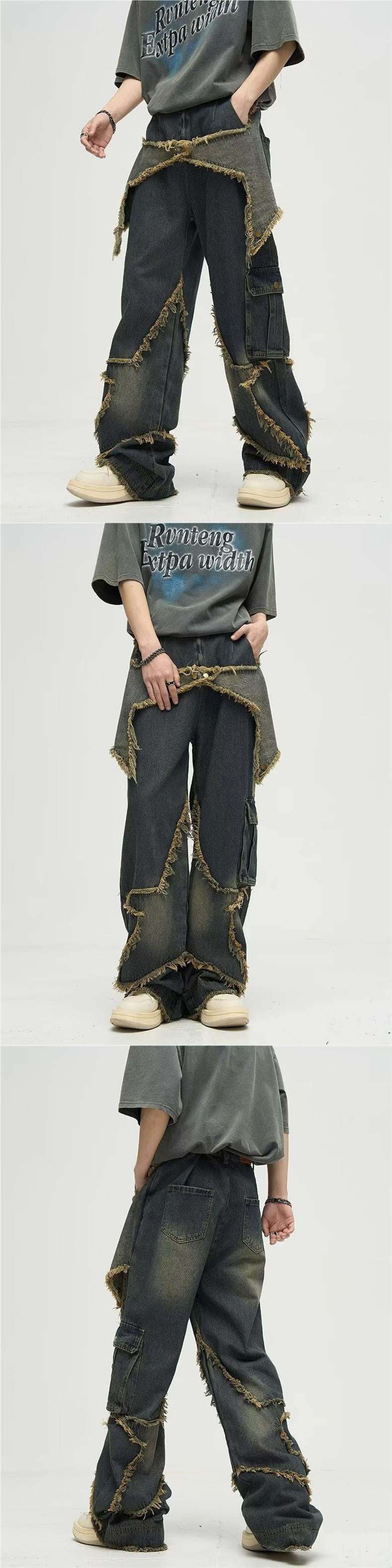 Plus Size Retro Straight Loose Wide-leg Workwear Jeans