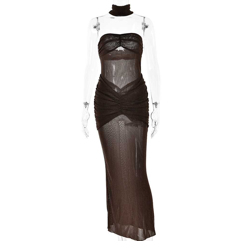 Robe queue de poisson slim haut de gamme de couleur unie