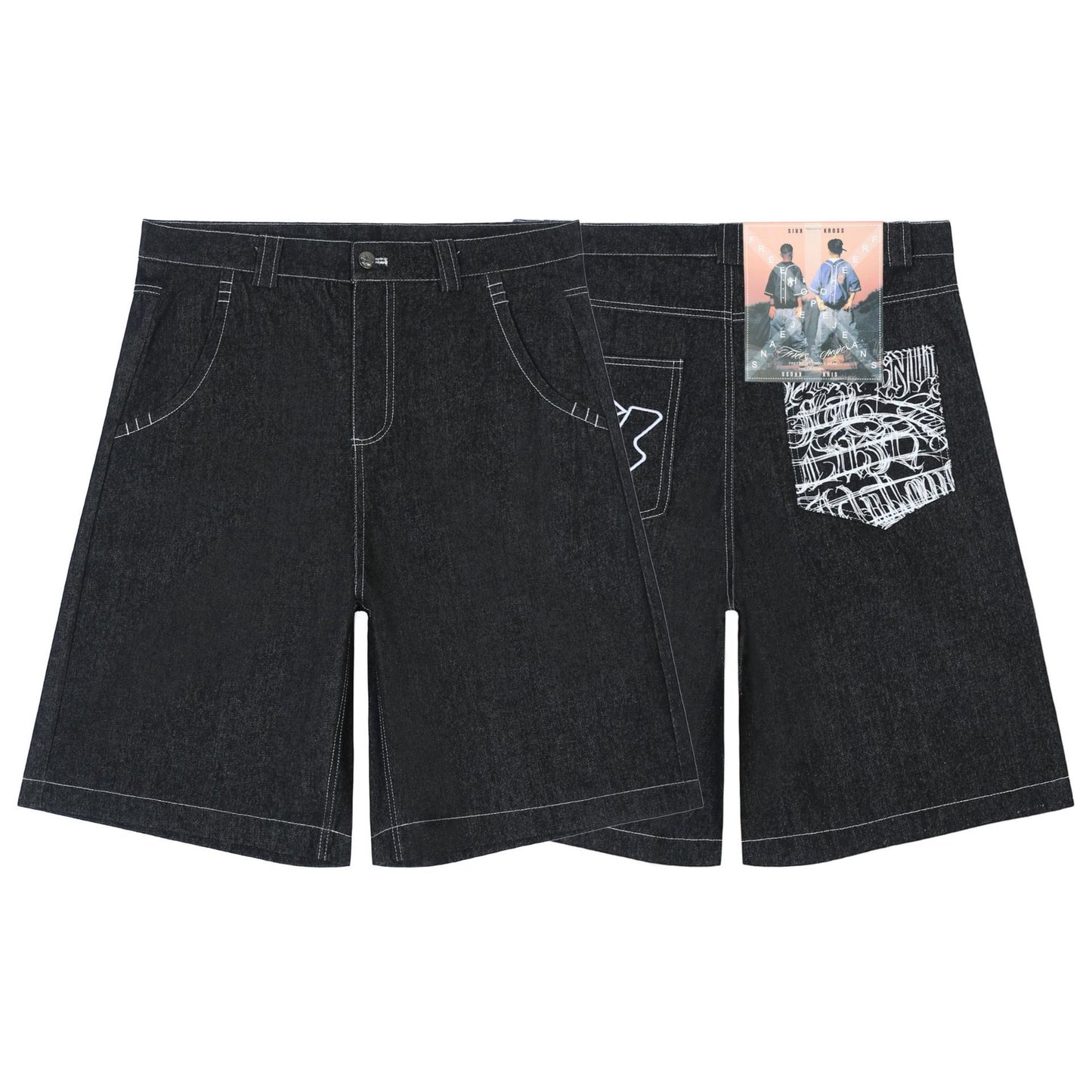 Fashionable Embroidered Denim Shorts