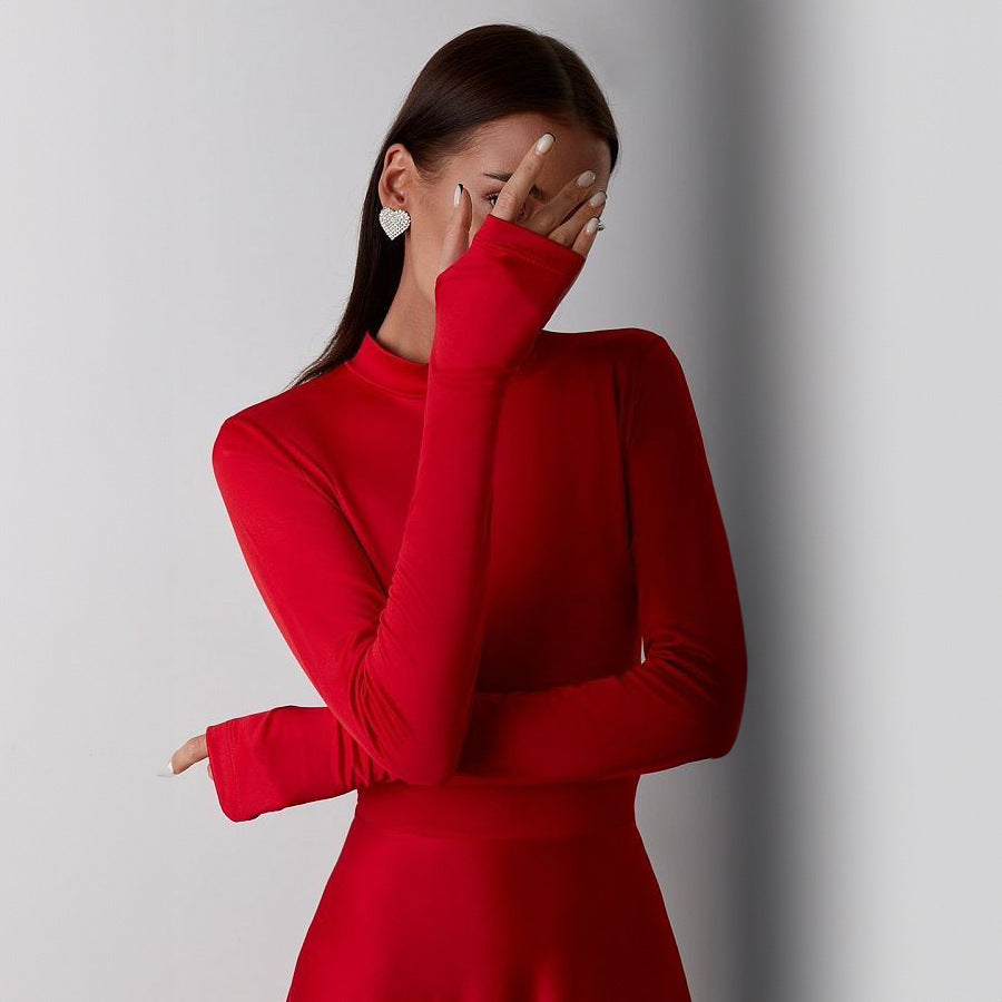 Long Sleeve Turtleneck Fishtail Dress