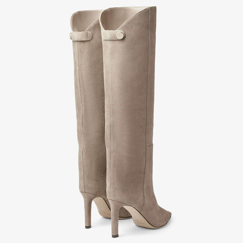 Bottes droites à bout pointu et à talon aiguille de style européen et américain simples