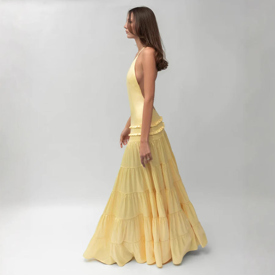 Elegant Dress Backless Sleeveless Fairy Dress Sling Slim Fit Long Dress