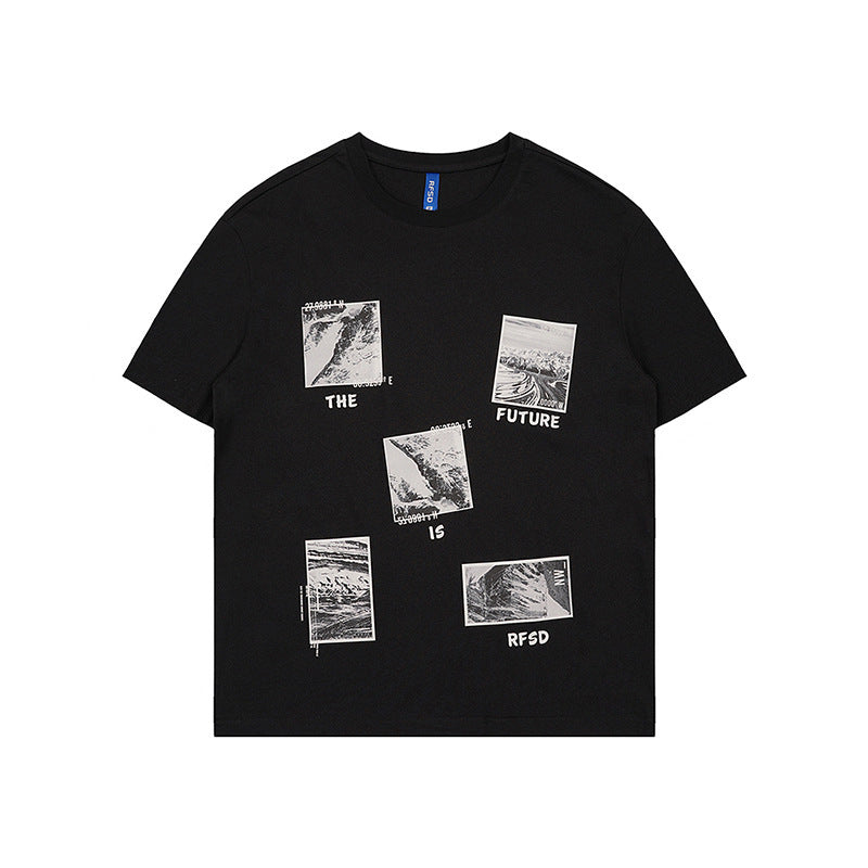 Loose Shoulder Style Cotton Printing Short Sleeve