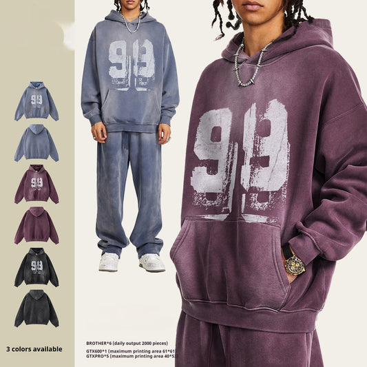 Vintage Washed Digital Printed Velvet Sweater