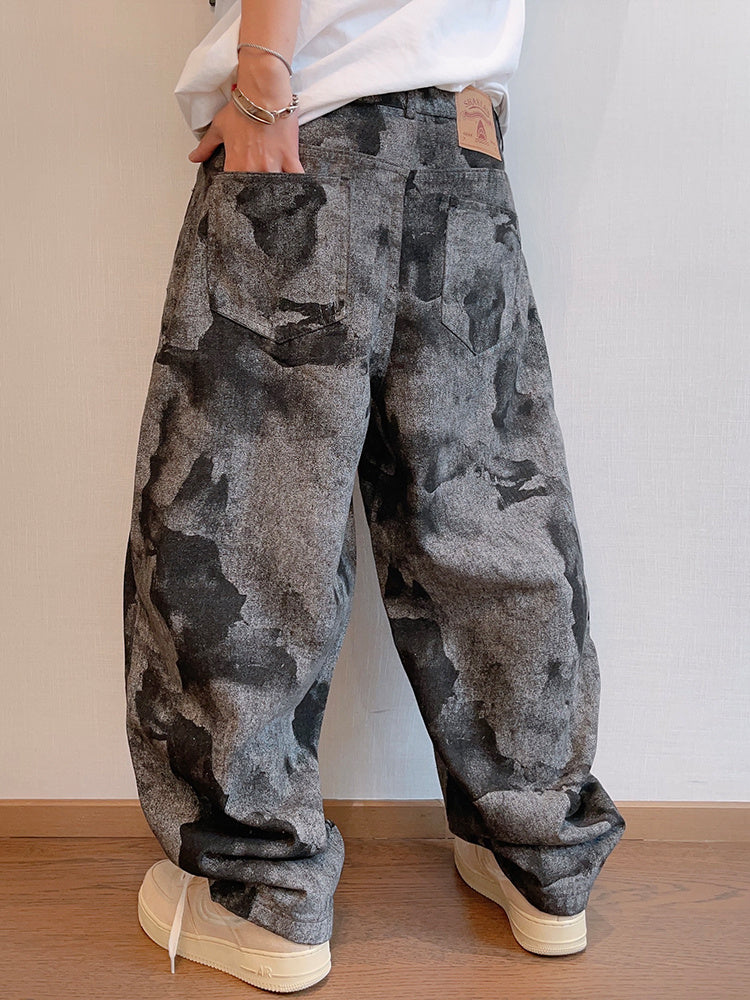 Tie-dye Printed Loose Retro Machete Full Printed Jeans