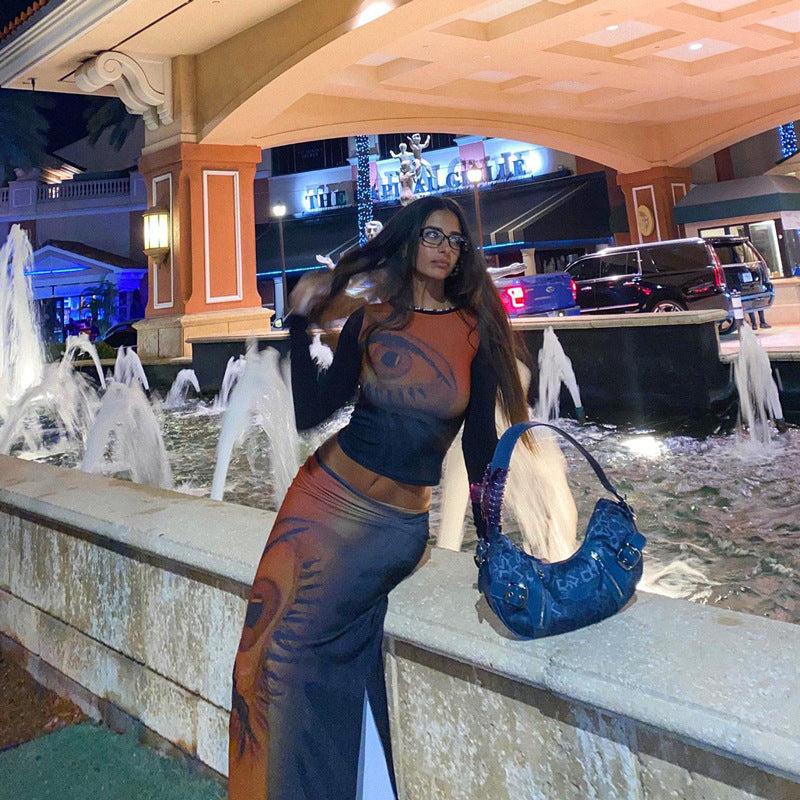 High Waist Sheath Fashion Printed Casual Skirt