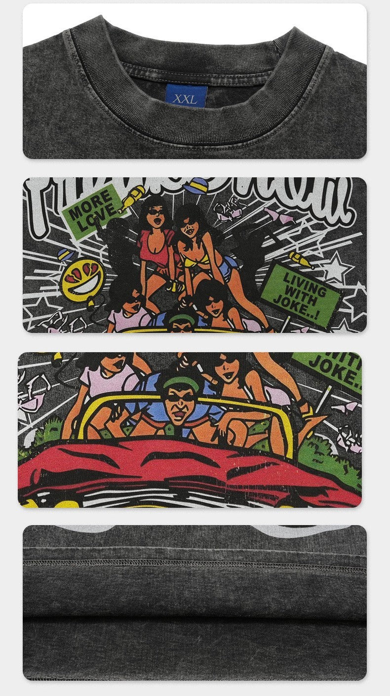T-shirts imprimés en coton, manches courtes, coupe ample, pour hommes et femmes
