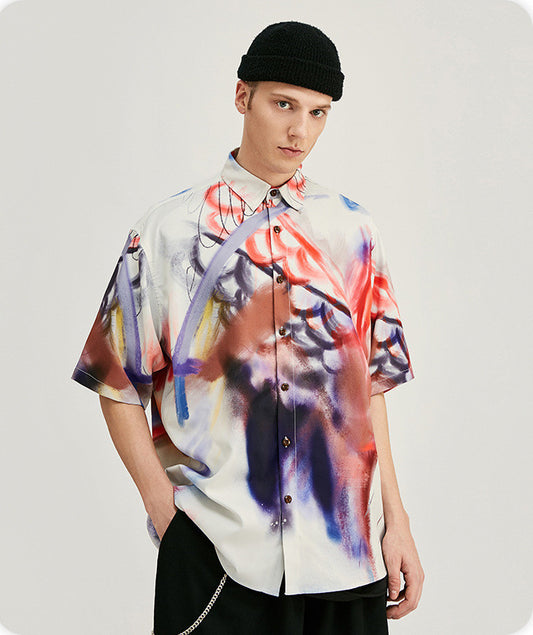 Chemise ample à manches courtes colorée