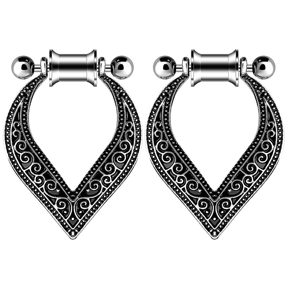 Retro Horn With Pattern New Stainless Steel Eardrop Ornament