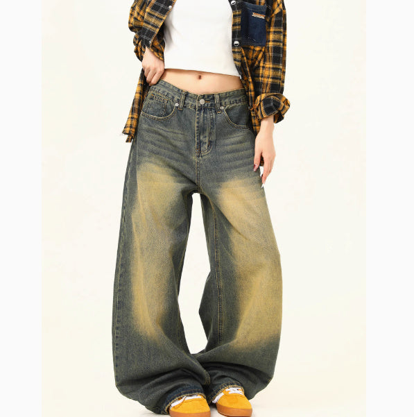 Loose Straight Washed Jeans