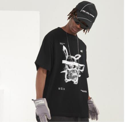 T-shirt à manches courtes en coton tricoté peint à la main pour couple