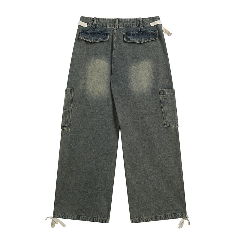 High Street Vintage Crumpled Tooling Wide-leg Jeans