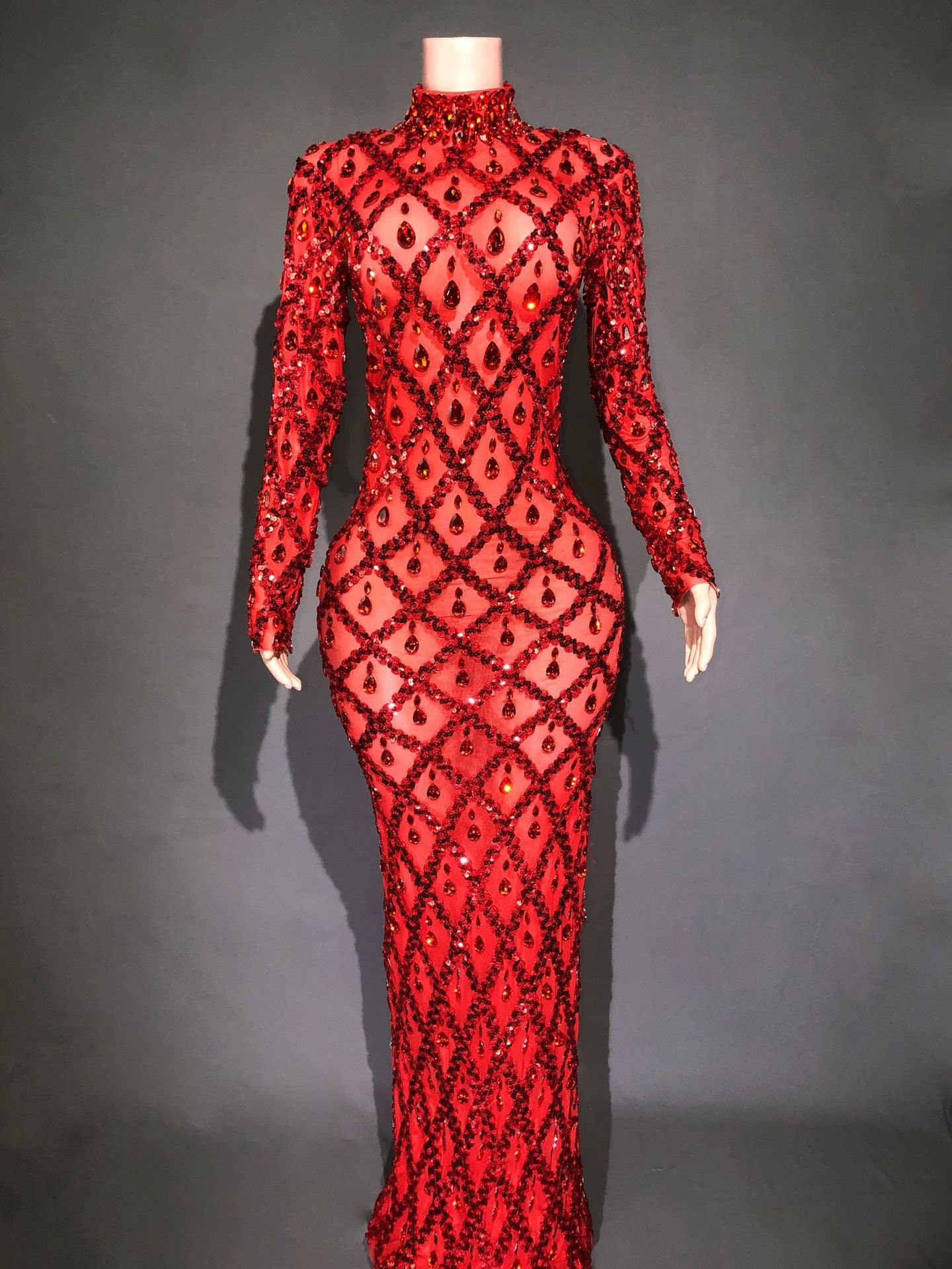 Shiny Rhinestone Women's Evening Party Formal Dress