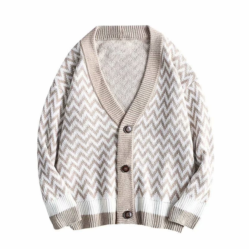 All-match striped knitted cardigan