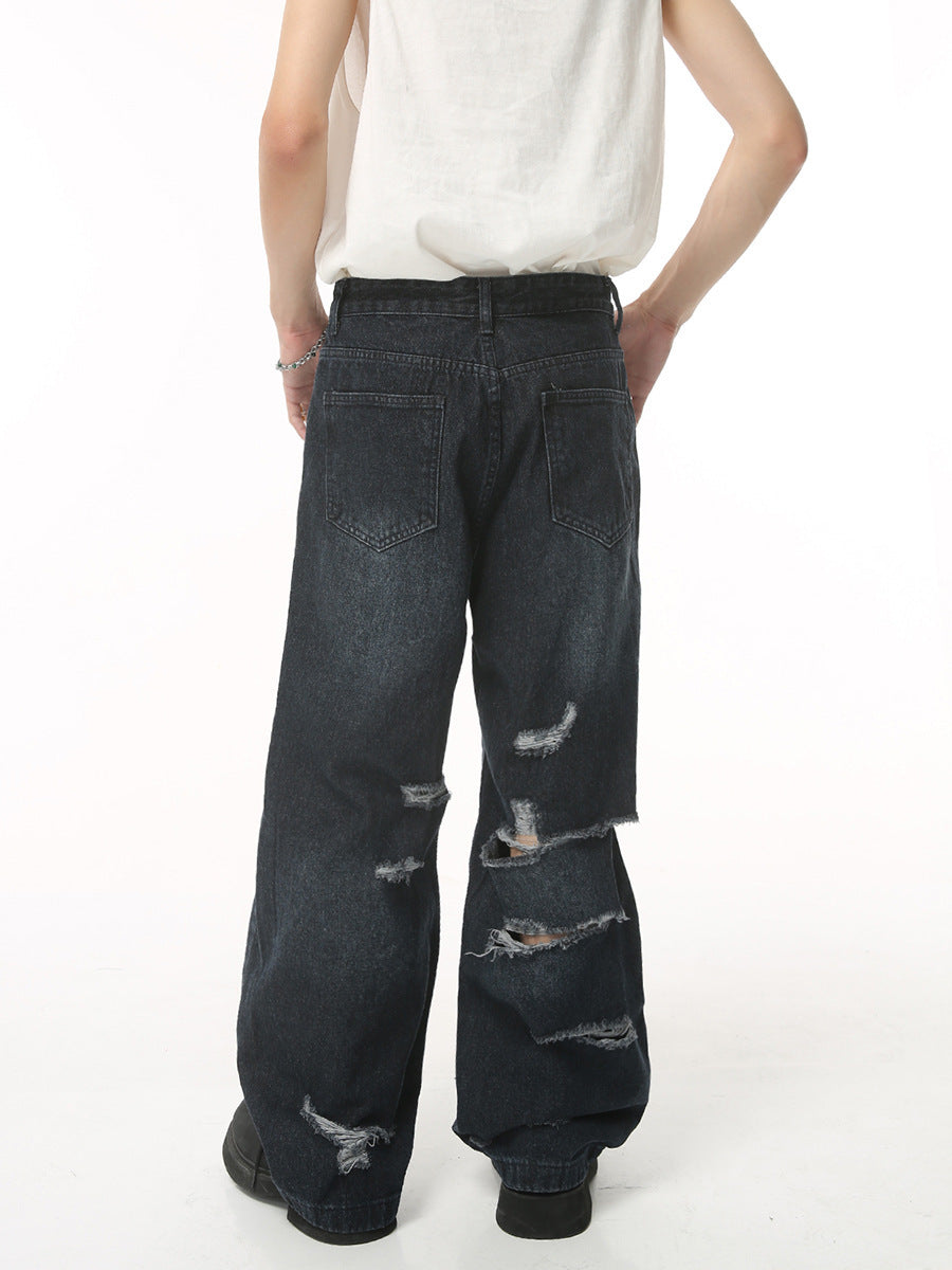 Summer Retro Loose Hole High Street Hip Hop Jeans